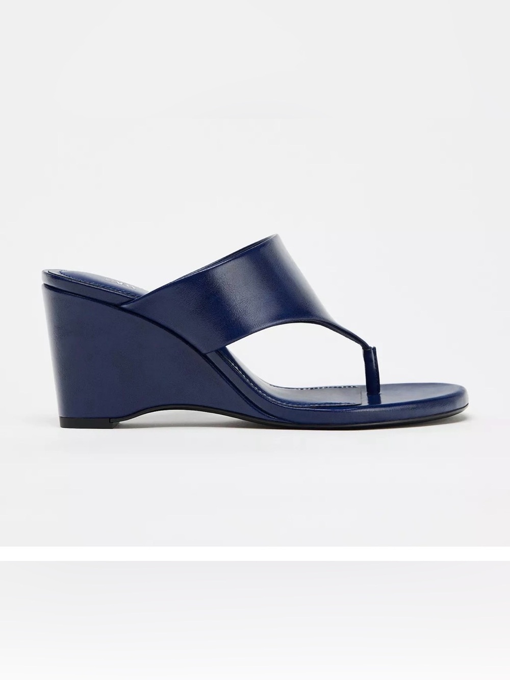 Zara NWOT sz10 Navy Wedge Thong Sandals